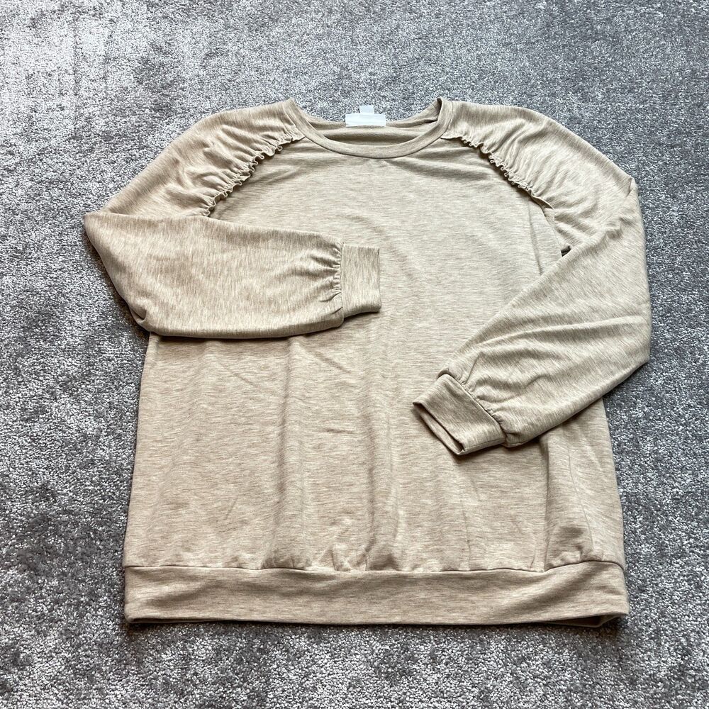 Motherhood Maternity Sweatshirt Womens Small Tan Beige Stretch Pullover Soft Top